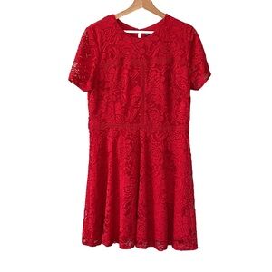 F&F Vibrant Red Lace Mini Dress, size US 12